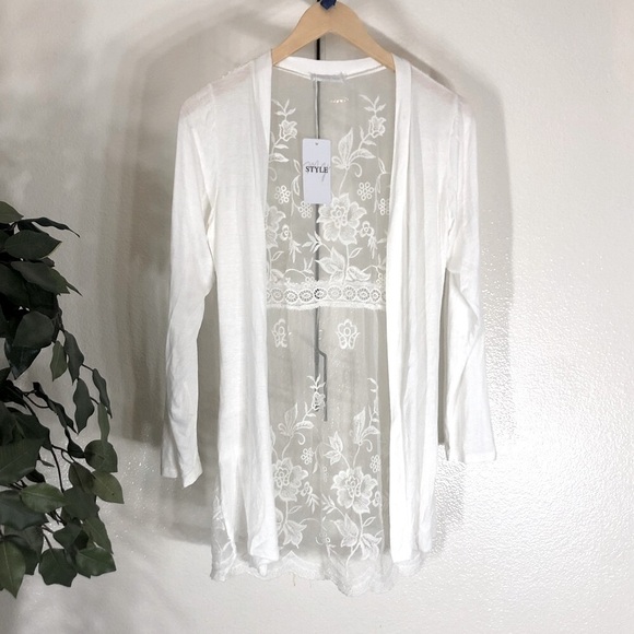 NWT Made In Italy My Style Lace White Sweater - Picture 1 of 6